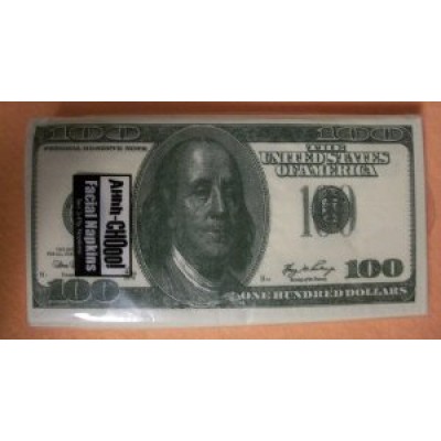100 Dollar Bill Printed Napkins Tissues, 10 ct.